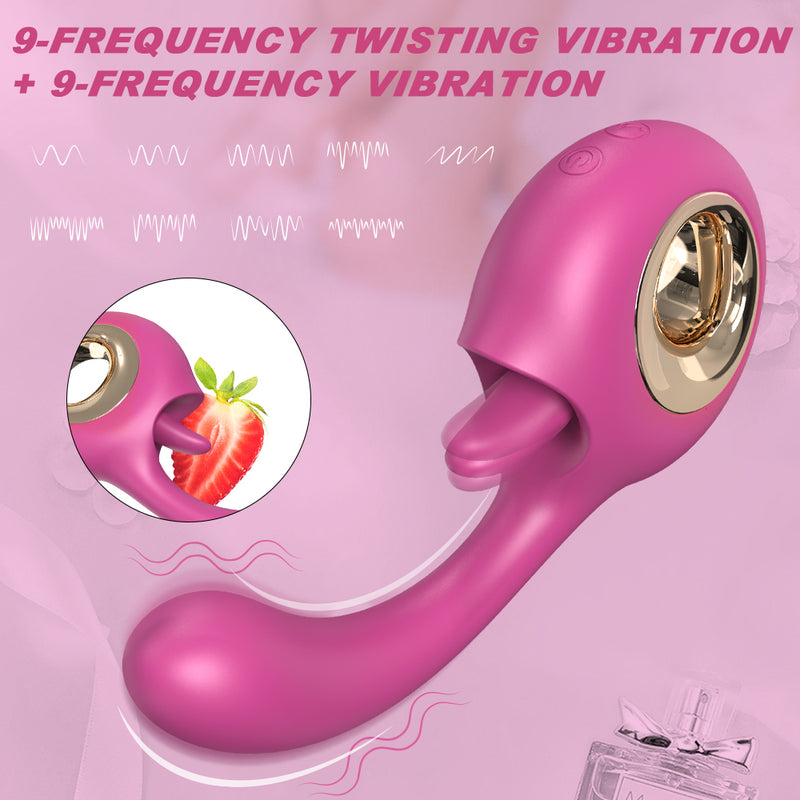 YoYoLemon G Spot vibratore con dildo, leccata di lingua clitoridea 2 in 1 e stimolatore sessuale rosa vibrante per donne, giocattoli sessuali per adulti